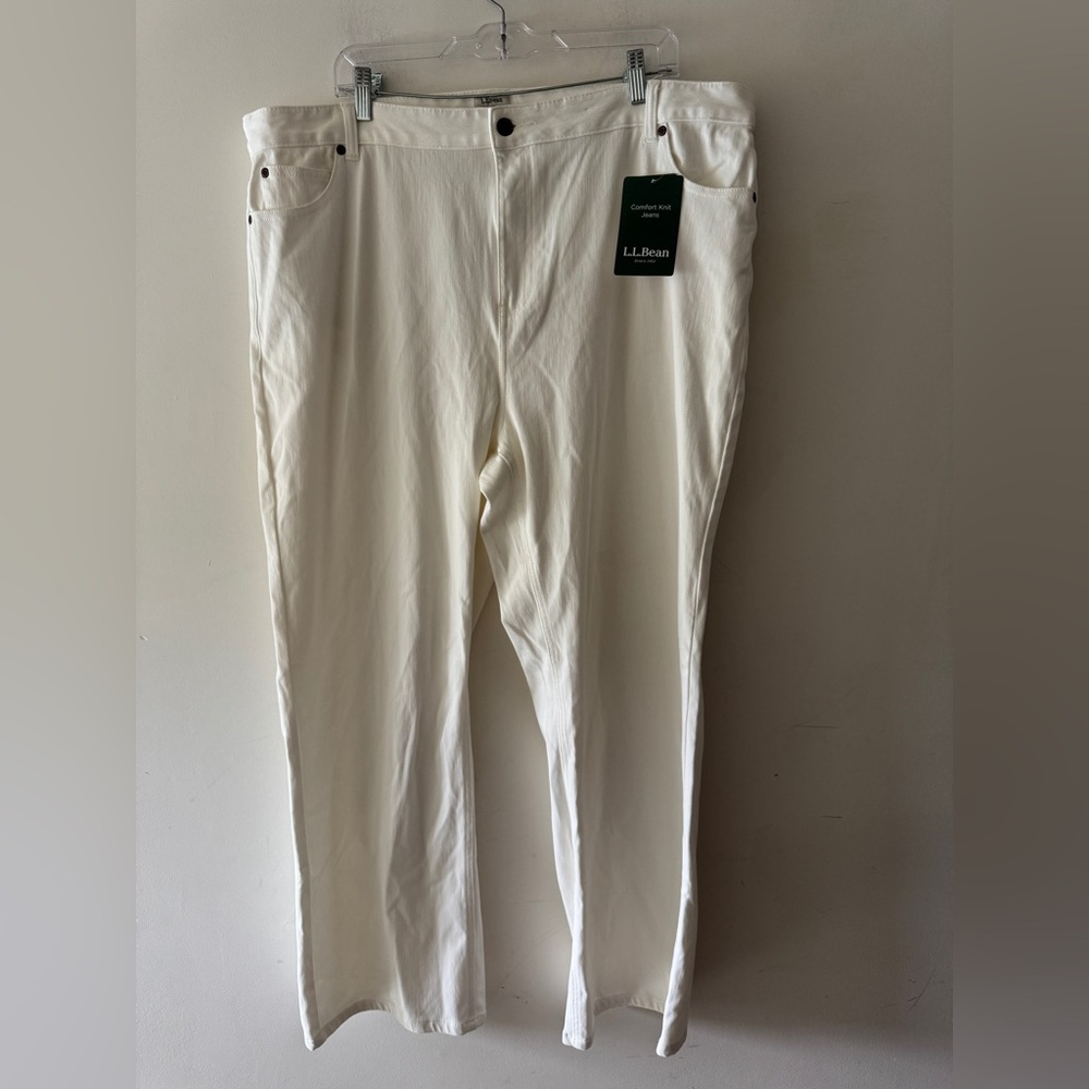 L.L.‎ Bean White Classic Fit Comfort Knit Straight Leg Pants 22W